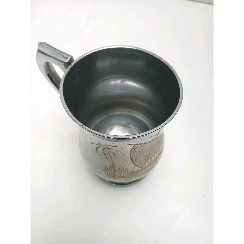 Vintage Silver Plated Etched Tankard Made In India